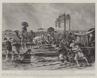 Schwierigkeiten des Marsches nach Peking, die Überlandroute zwischen Tientsin und der Hauptstadt in der Regenzeit